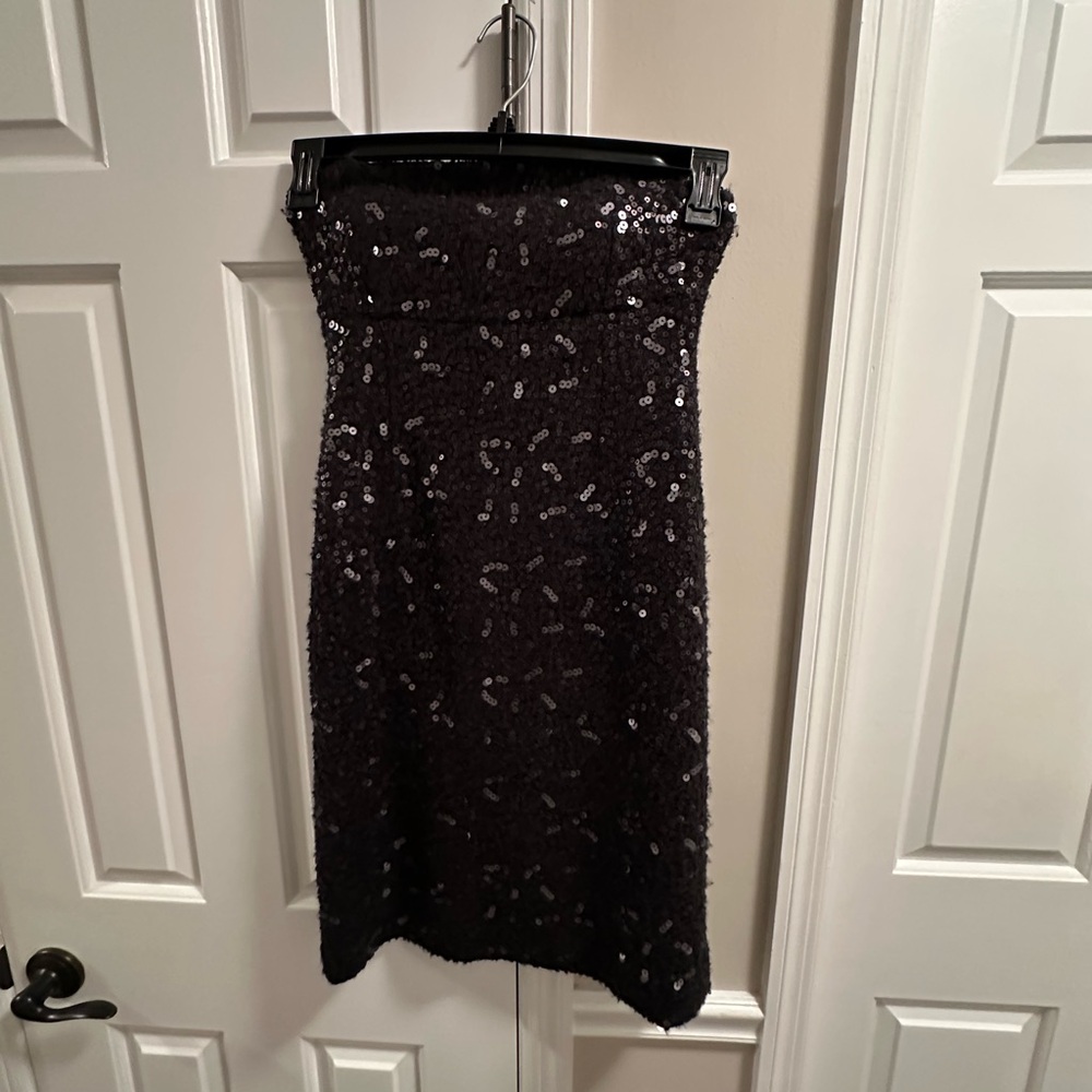 Banana Republic Black Sequin Strapless Dress